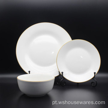 Jantar de porcelana conjunto branco óssea conjunto de utensílios